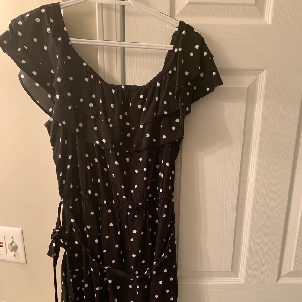 XL black and white polka dot dress